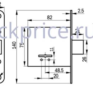 Замок врезной Рязань 3В-4С/03 76500 (0084)