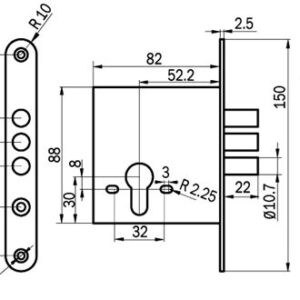 Замок врезной Рязань 3В1-21/11СО 60-6 КН-005 89400