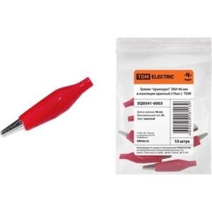 Зажим "крокодил"  5А 46мм в/изол.красн.TDM