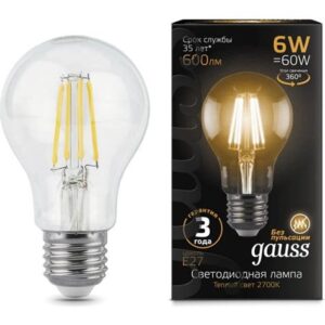 Лампа Gauss LED А60 EL 6.5w/2700 E27