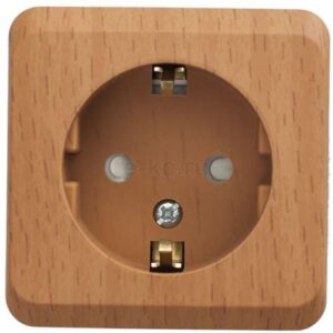 Розетка 1-м ОП Этюд Дача 16А б/з бук SchE РА16-001Т