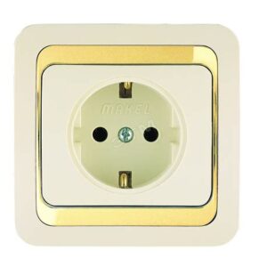Розетка 1-м СП Mimosa с /з. крем./крем.25028 бакелит