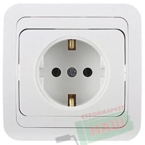 Розетка 1-м СП mimosa с/з бел/бел 12028