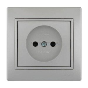 Розетка 1-м СП Мира б/з керам. метал сер. 701-1010-121