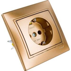 Розетка 1-м СП Мира с/з керам. метал зол. 701-1313-122