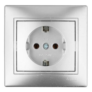 Розетка 1-м СП Мира с/з керам. метал сер. 701-1010-122