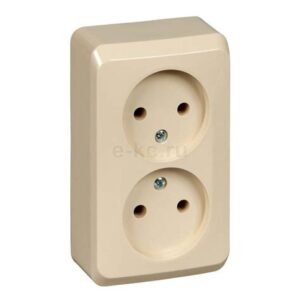 Розетка 2-м ОП Этюд 16А б/з крем. SchE РА16-005k