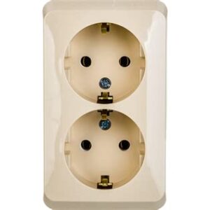 Розетка 2-м ОП Этюд 16А с/з крем. SchE РА16-007k