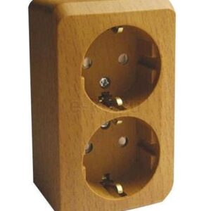 Розетка 2-м ОП Этюд Дача 16А с/з з/ш бук SchE РА16-008Т