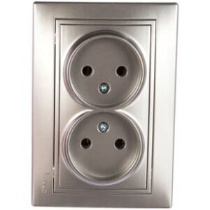 Розетка 2-м СП Мира б/з керам. метал сер. 701-1010-128