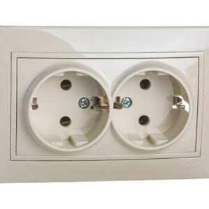 Розетка 2-м СП Мира с/з керам. крем/крем 701-0303-127