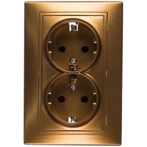 Розетка 2-м СП Мира с/з керам. метал зол. 701-1313-127