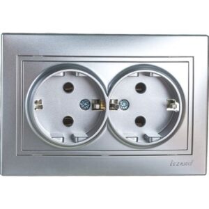 Розетка 2-м СП Мира с/з керам. метал сер. 701-1010-127