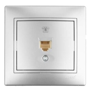 Розетка телеф. 1-м СП Мира RJ11 метал сер. 701-1010-137