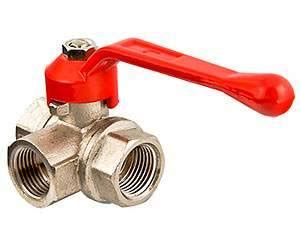Кран шаровый трехходовой 1/2" ручка