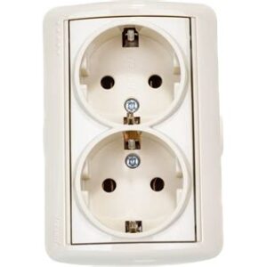 Розетка 2-м ОП Ната c/з керам.крем Lezard 710-0300-127