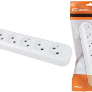 Колодка розеточная 6 гнезд 2П б/з 10А 250В белая TDM