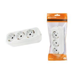 Колодка розеточная 3 гнезда 2П+3 с/выкл. 16А 250В белая TDM