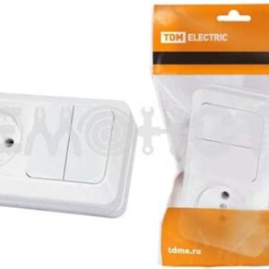 Блок БКВР-032 2-кл. выкл+роз. с/заземл. бел. (Бэлла) 5876