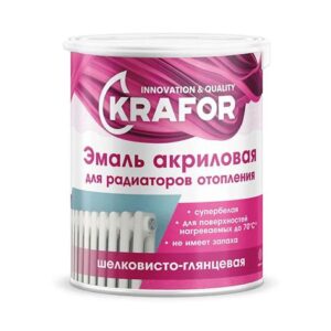 Эмаль акриловая д/радиаторов супербелая 3кг KRAFOR