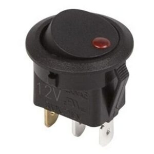Выключатель клавишн. круглый 12V 16А (3c) ON-OFF черный с красной (RWB215