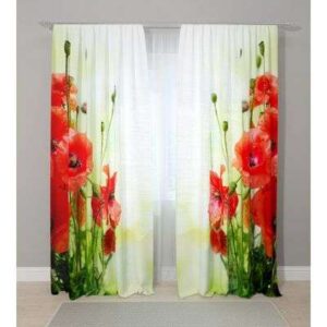 Изделие 145*260см "МАКИ НА ЗЕЛЕНОМ" габардин компл. 2шт 1782453