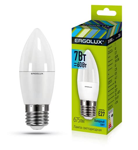 Лампа эл. светод. свеча Ergolux LED-C35-7W-E27-3K 7Вт Е27 3000К 51341