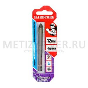 Сверло по керамике и стеклу 12мм Hardcore 4 грани 151012