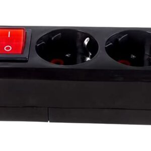 Колодка розеточная 2 гнезда 2П+3 16А 250В черная TDM