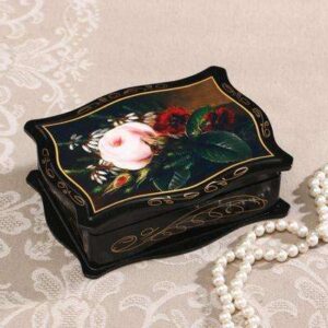 Шкатулка  13х18 см "ЦВЕТЫ" лаковая миниатюра 1025420