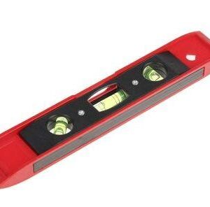 Уровень "ТОРПЕДО" пласт. с магнитный 225мм 3 глазка