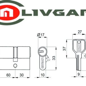 ЦМ перфо ключ-ключ C60/30мм SN (мат. никель) 6424**