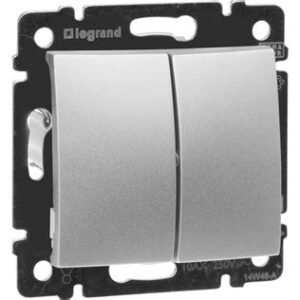 Механизм выкл. 2-кл. СП Valena 10A IP31 алюм. Led 770105