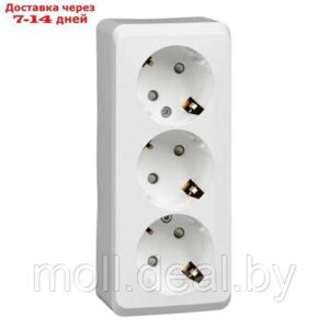 Розетка3-м ОП Этюд 16А с заземл. бел. SchE РА16-012В 401803
