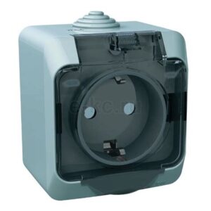 Розетка 1-м ОП 16А IP44 250B 2Р+Е бел. с/заземл.защ.шторки с крышкой Leg 782321