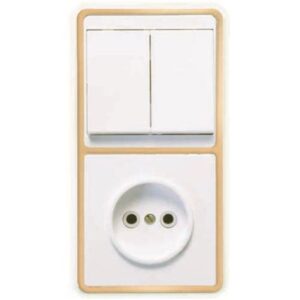 Блок БКВР-038 "3" 2-кл. выкл+роз. белый-золото без з/к (Бэлла) 0383