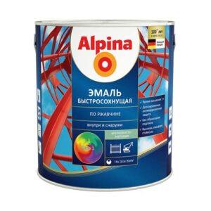 Грунт-эмаль ALPINA  быстросохн. по ржавчине сигнально белый полумат. 2