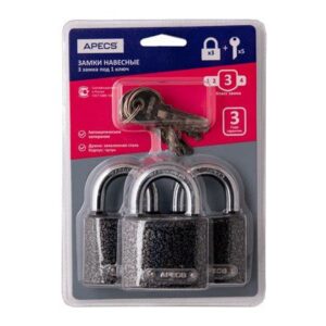 Замок навесной Apecs PD-01-50 Blister (3Locks+5Keys) 13694