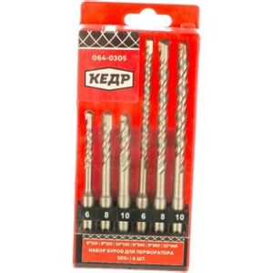 Бур д/перфоратора SDS+набор 6шт. "КЕДР" 064-0305 28123