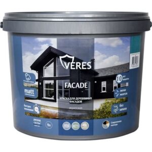 Краска акрил.для дерев.фасадов ГОЛУБОЙ ТУМАН 9л "VERES" 256911