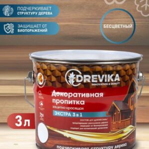 Пропитка декор."ЭКСТРА" 3в1 ДУБ 3л "DREVIKA" 255361