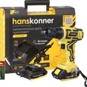 Дрель аккум. HANSKONNER 18Вт 2скор.2аккум. HCD1855R