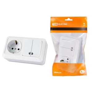 Блок комб."BLANCA"2кл.выкл.+роз.белый 254476