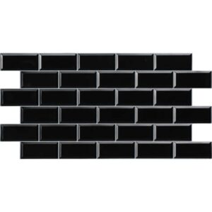 Панель ПВХ ГРЕЙС 966х484 Кирпич Блок черный белый шов 72826