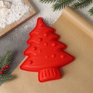 Форма силиконовая д/выпечки  "Ёлочка с гирляндой" 1403956