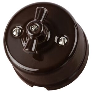 Выключатель фарфор. коричневый "Болонь" поворотный проходной